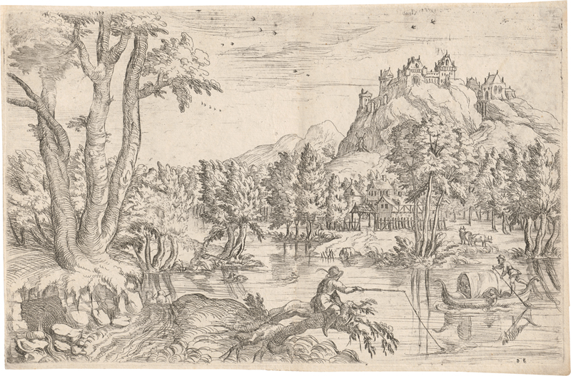 Lot 5105, Auction 128, Dupérac, Etienne - zugeschrieben, Landschaft mit Anglern und Fischern