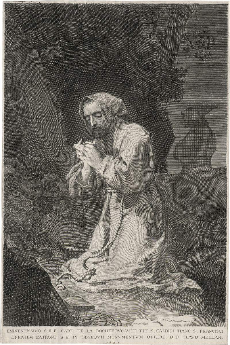 Lot 5151, Auction 128, Mellan, Claude, Der hl. Franz von Assis vor einem Kruzifix kniend