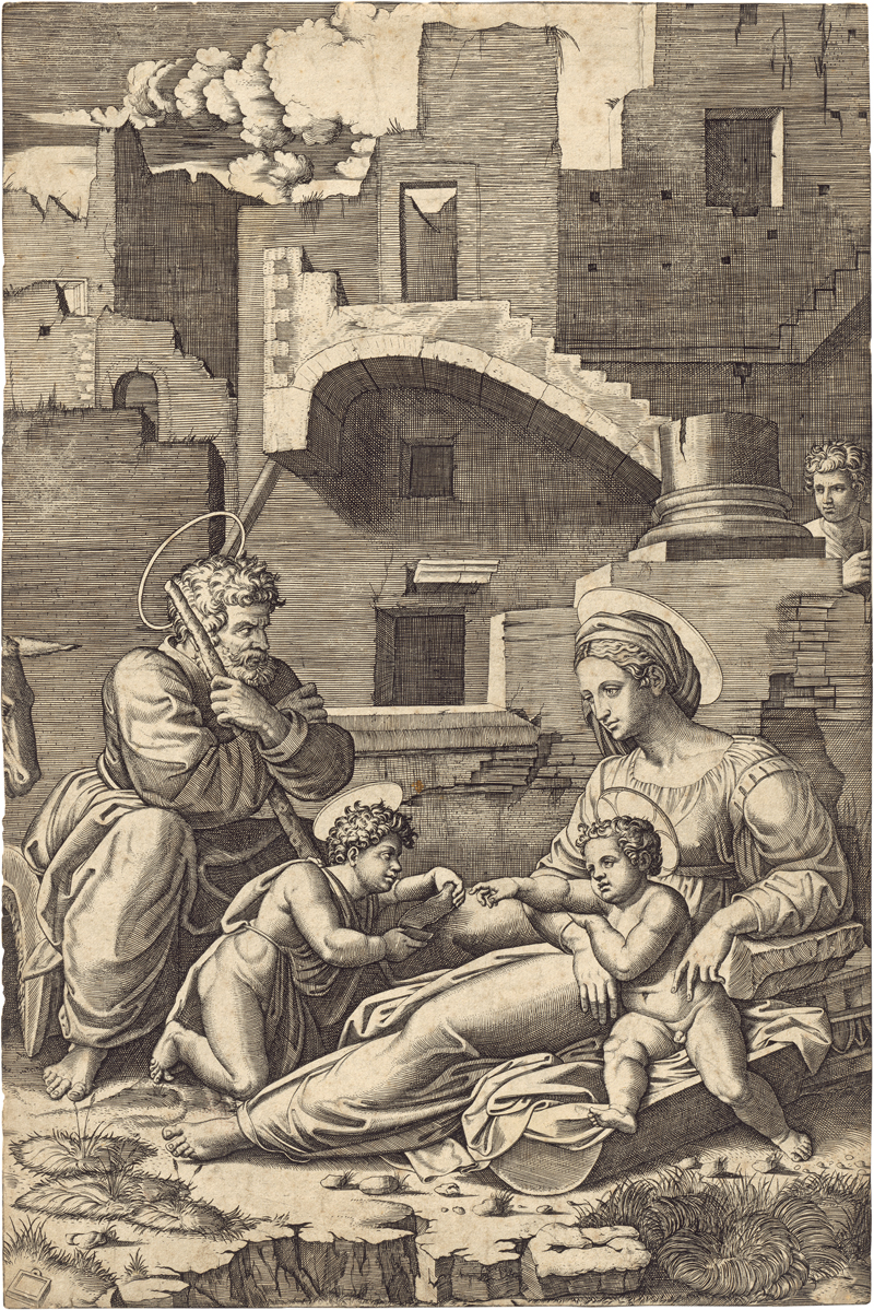 Lot 5172, Auction 128, Raimondi, Marcantonio, Die Hl. Familie mit dem Johannesknaben