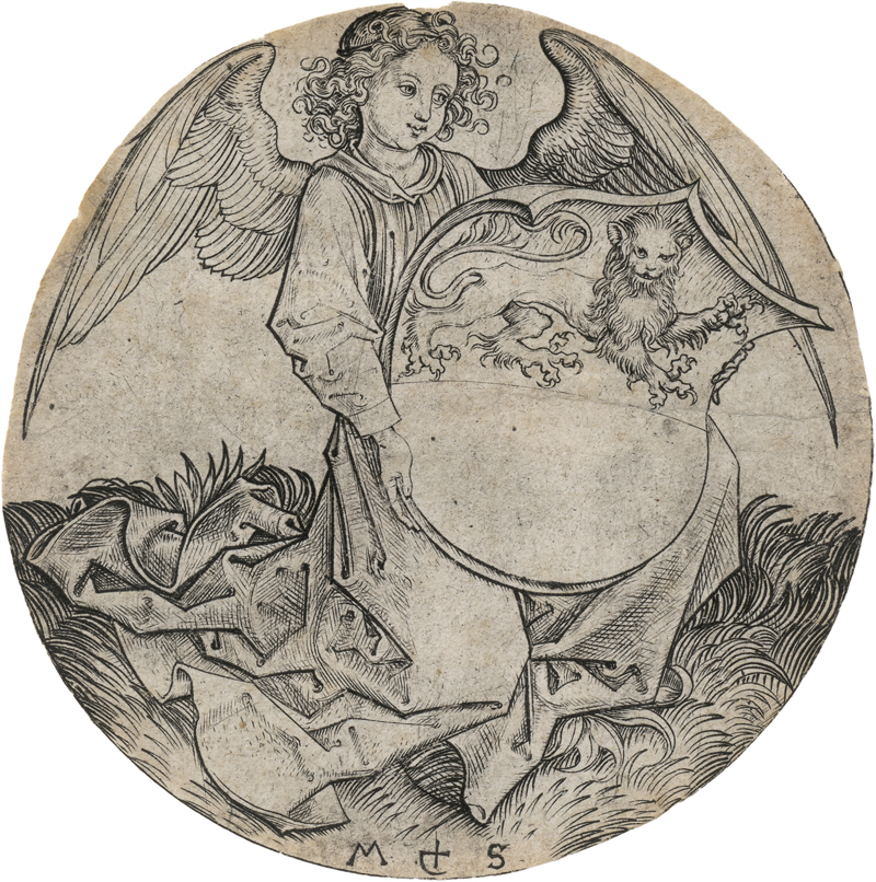 Lot 5207, Auction 128, Schongauer, Martin, Von einem Engel gehaltenes Wappenschild mit einem Löwen
