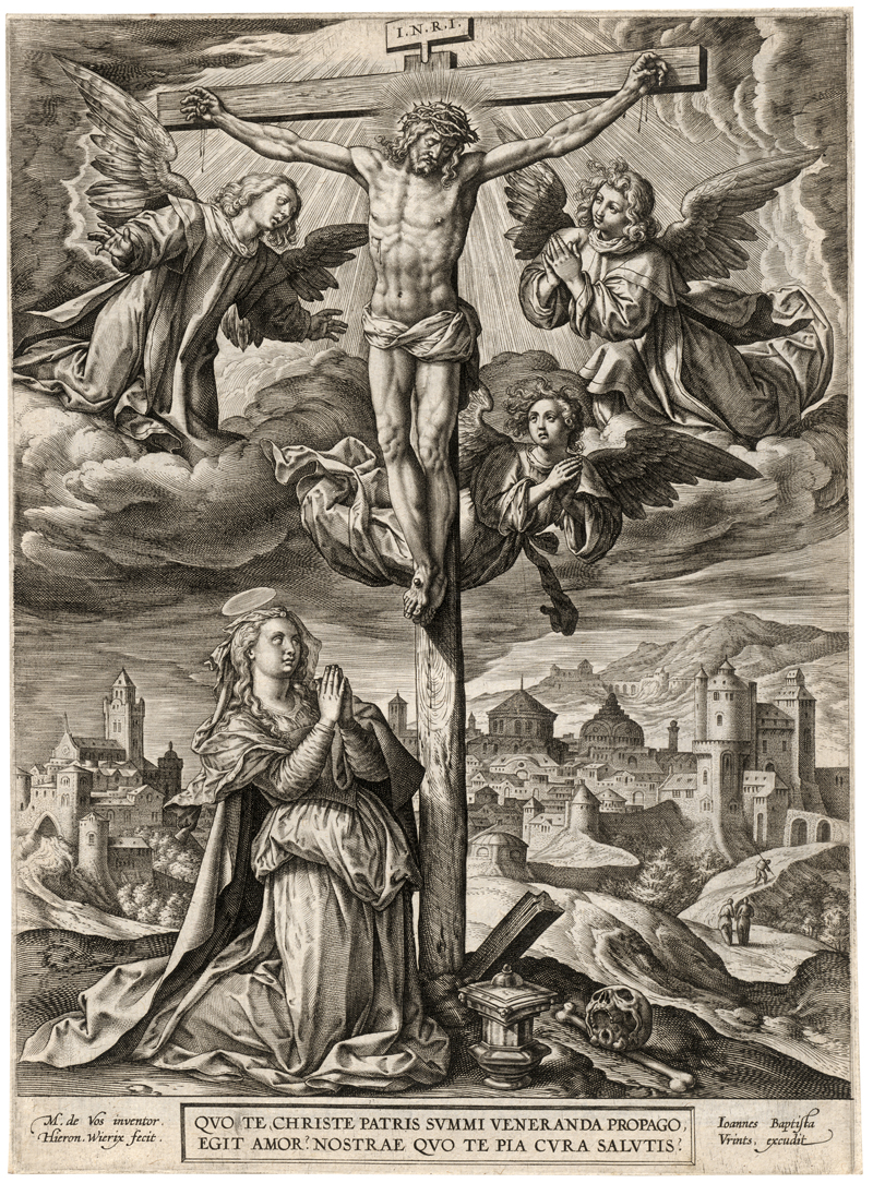 Lot 5222, Auction  128, Wierix, Hieronymus, Christus am Kreuz, darunter die kniende Maria Magdalena