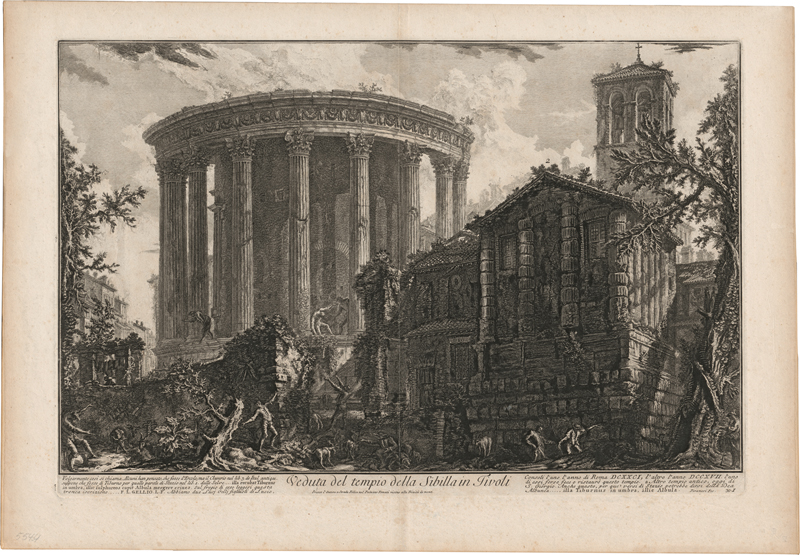 Lot 5268, Auction 128, Piranesi, Giovanni Battista, Veduta del tempio della Sibilla in Tivoli