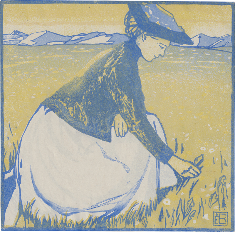 Lot 5353, Auction 128, Bille, Edmond, Walliser Mädchen beim Blumenpflücken