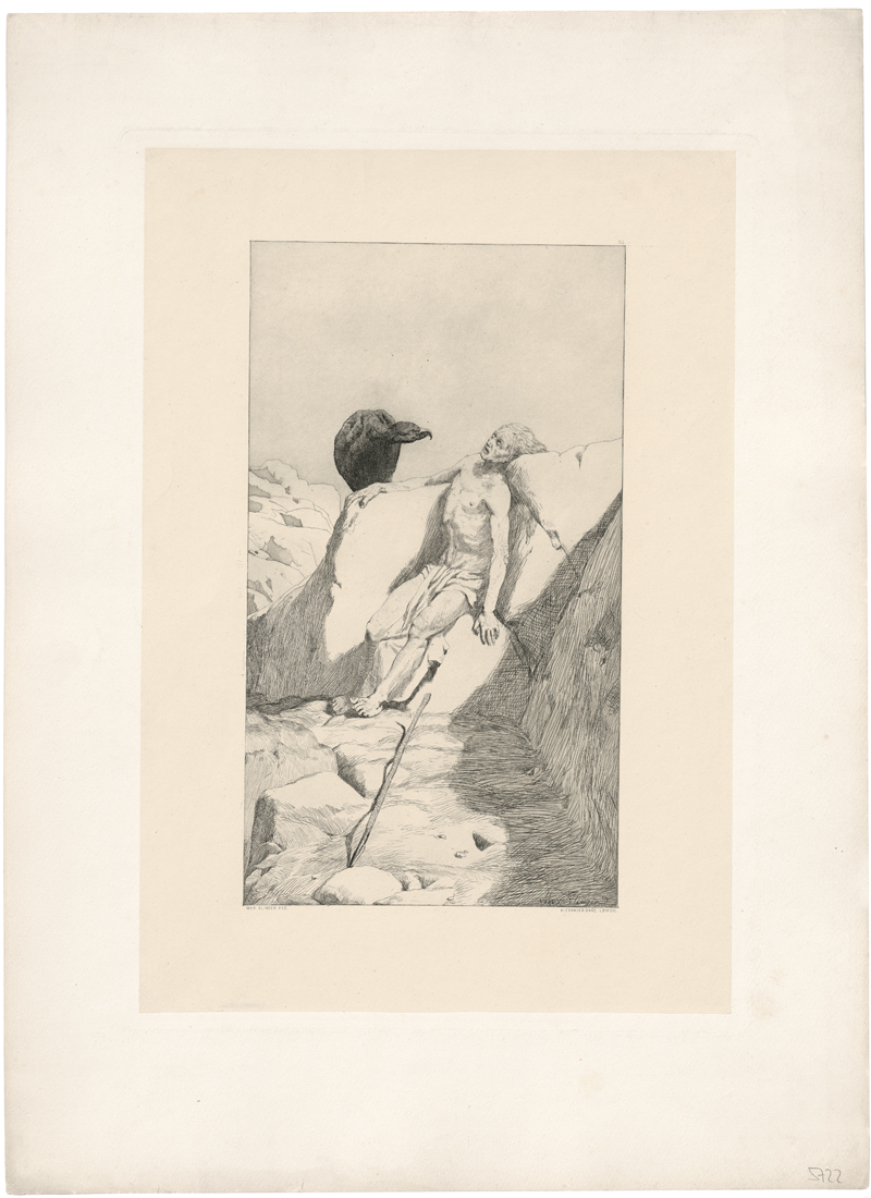 Lot 5363, Auction  128, Klinger, Max, Siesta I; Sterbender Wanderer; Siesta II (dolce far niente). Blatt 3, 7 und 8 aus "Radierte Skizzen (opus I).