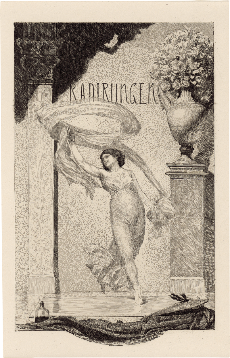 Lot 5368, Auction  128, Klinger, Max, Titelblatt "Radirungen" Muse auf der Platte tanzend