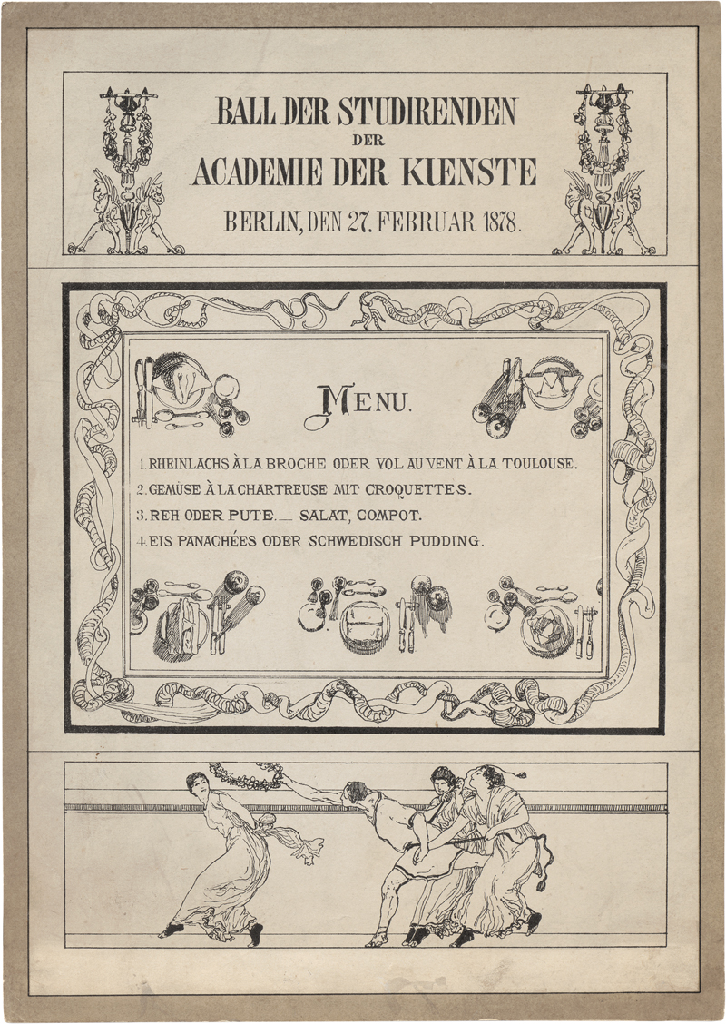 Lot 5369, Auction  128, Klinger, Max, Menukarte zum Ball der Studierenden der Academie der Künste Berlin