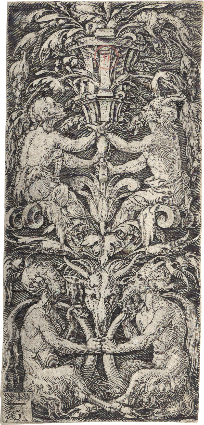 Lot 5398, Auction 128, Aldegrever, Heinrich, Ornamententwurf mit zwei Satyrpaaren