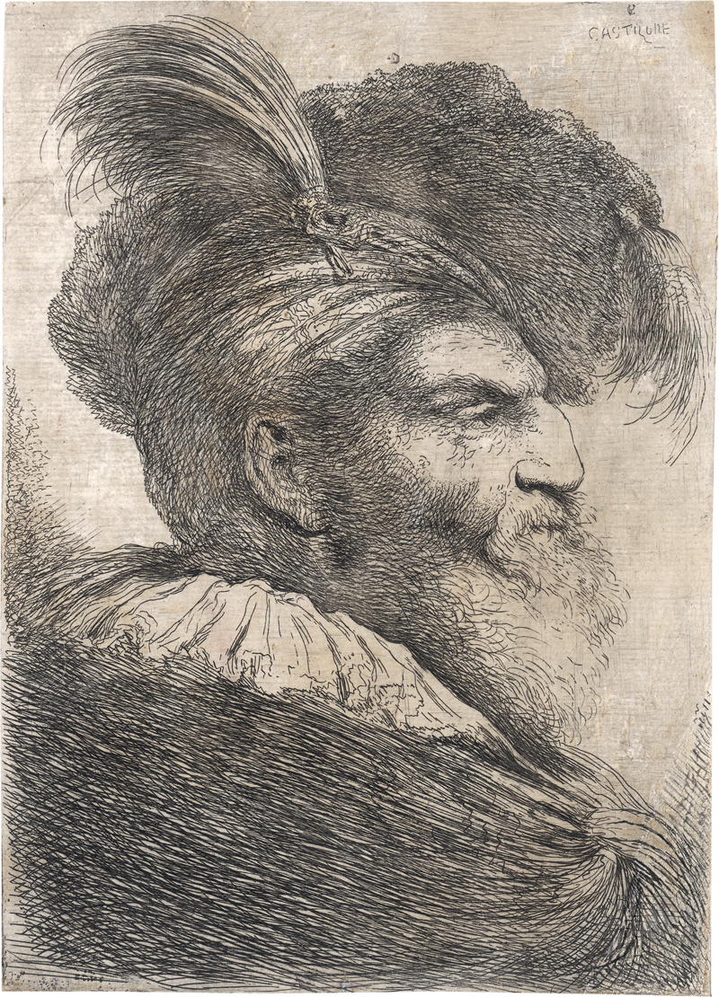 Lot 5443, Auction  128, Castiglione, Giovanni Benedetto, Bildnis eines Orientalen im Profil nach rechts