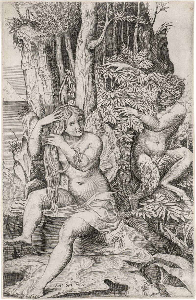 Lot 5451, Auction  128, Dente, Marco, Die Nymphe Syrinx wird von Pan beobachtet