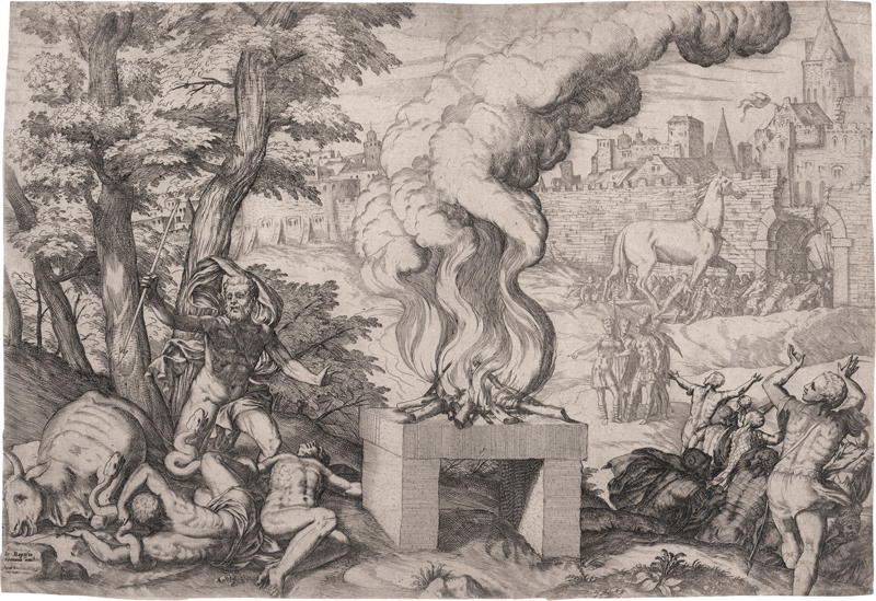 Lot 5474, Auction 128, Fontana, Giovanni Battista, Das trojanische Pferd, im Vordergrund Laokoon mit seinen Söhnen