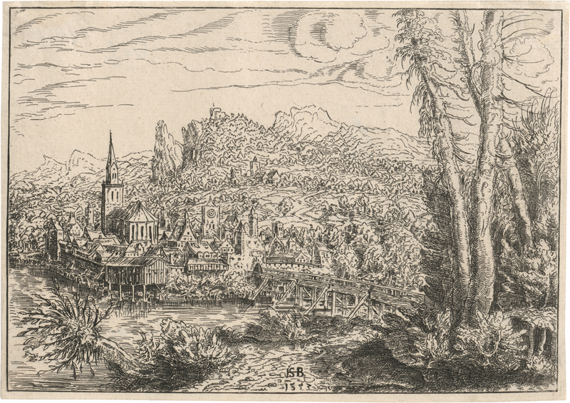 Lot 5535, Auction 128, Lautensack, Hanns Sebald, Ansicht einer Stadt an einem Fluss