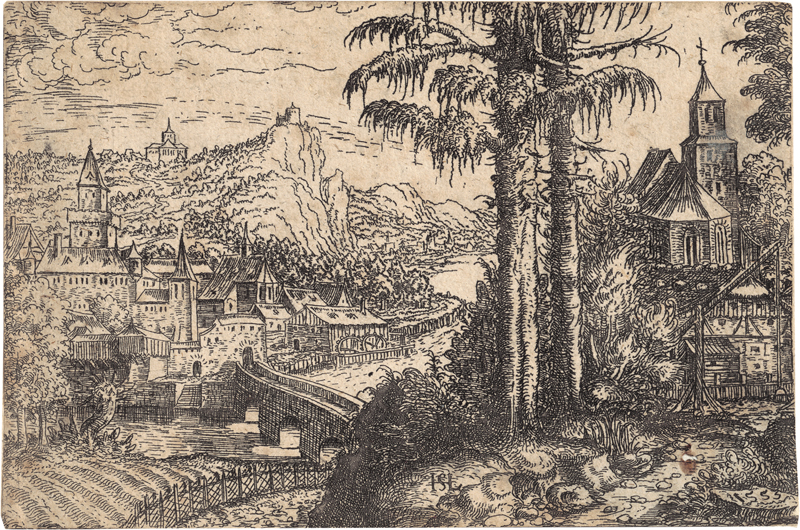 Lot 5536, Auction 128, Lautensack, Hanns Sebald, Ansicht einer Stadt nahe eines Flusses, rechts eine Kirche