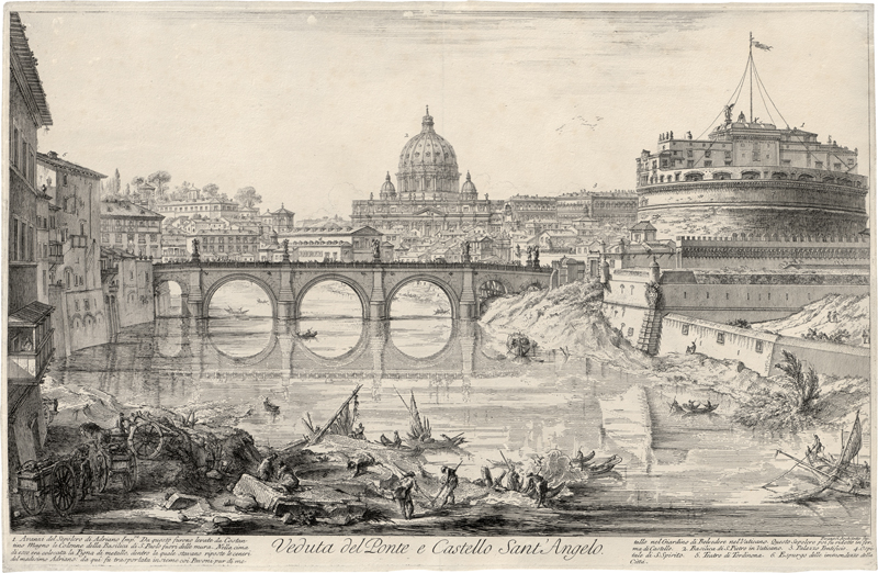 Lot 5583, Auction 128, Piranesi, Giovanni Battista, Veduta del Ponte e Castello Sant'Angelo