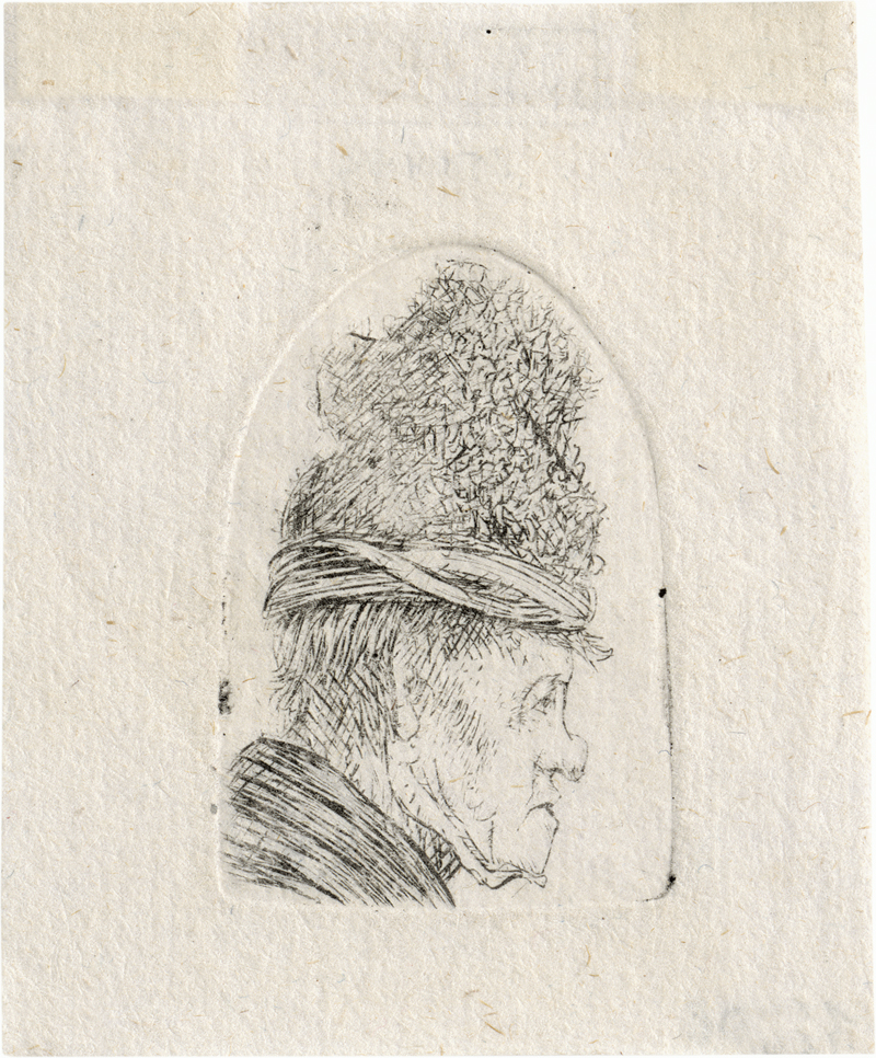 Lot 5609, Auction 128, Rembrandt Harmensz. van Rijn, Grotesker Profilkopf: Mann mit einer hohen Mütze