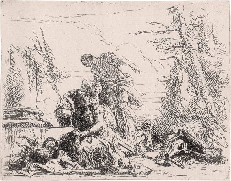 Lot 5635, Auction 128, Tiepolo, Giovanni Battista, Donna con le braccia incatenate e quattro figure