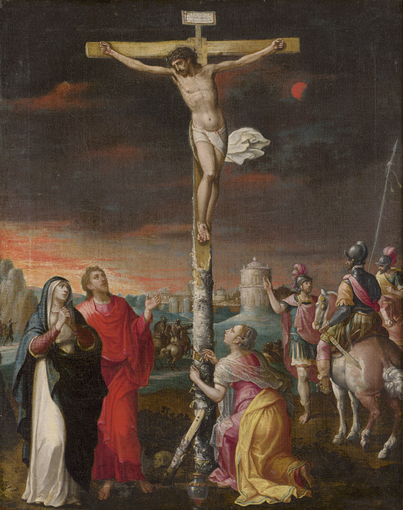 Lot 6002, Auction  128, Flämisch, um 1580. Christus am Kreuz mit Maria, Johannes und Maria Magdalena