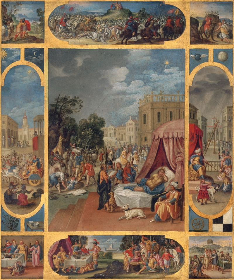 Lot 6004, Auction  128, Flämisch, um 1600. Tableau mit der Traumdeutung Josephs und acht weiteren Szenen aus dem Alten Testament