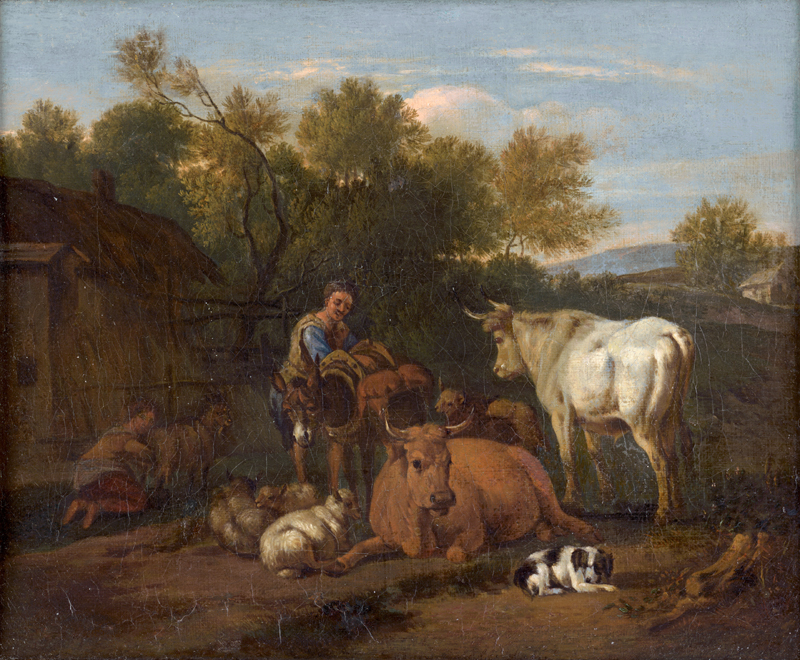 Lot 6018, Auction  128, Velde, Adriaen van de - nach, Hirten und Herde in baumreicher Landschaft.