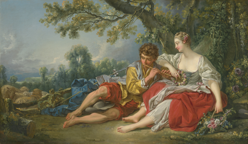 Lot 6047, Auction 128, Boucher, François - nach, Arkadische Landschaft mit Schäfer, der die Flöte für eine Schäferin spielt