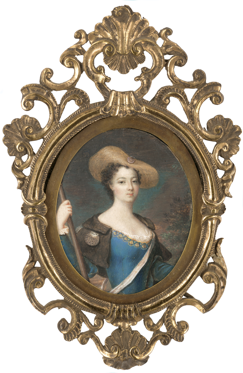 Lot 6052, Auction 128, Französisch, um 1730/1740. Bildnis einer Frau genannt Duchesse de Croy, in Kleidung einer Jakobs-Pilgerin