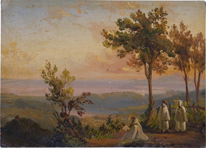 Lot 6071, Auction 128, Pitloo, Anton Sminck, Blick von Camaldoli über den Lago d'Agnano und den Golf von Pozzuoli