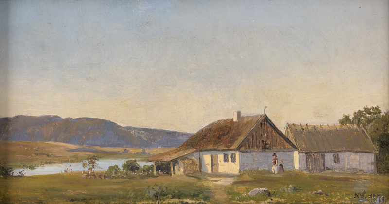Lot 6083, Auction 128, Simonsen, Niels, Einsames Bauerngehöft am Wasser