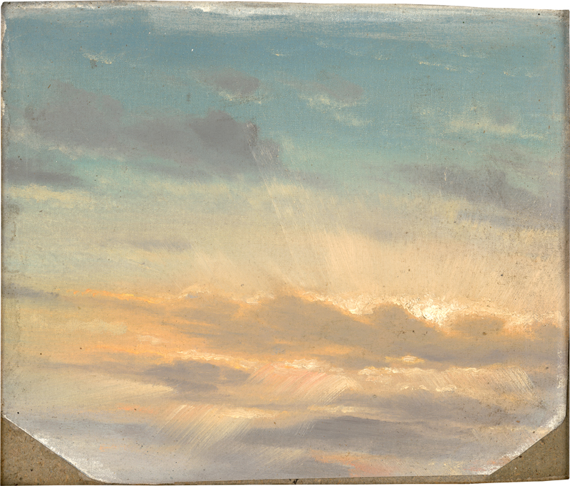 Lot 6089, Auction 128, Deutsch, um 1840. Wolkenstudie mit Sonnenstrahlen, die Wolken durchbrechend