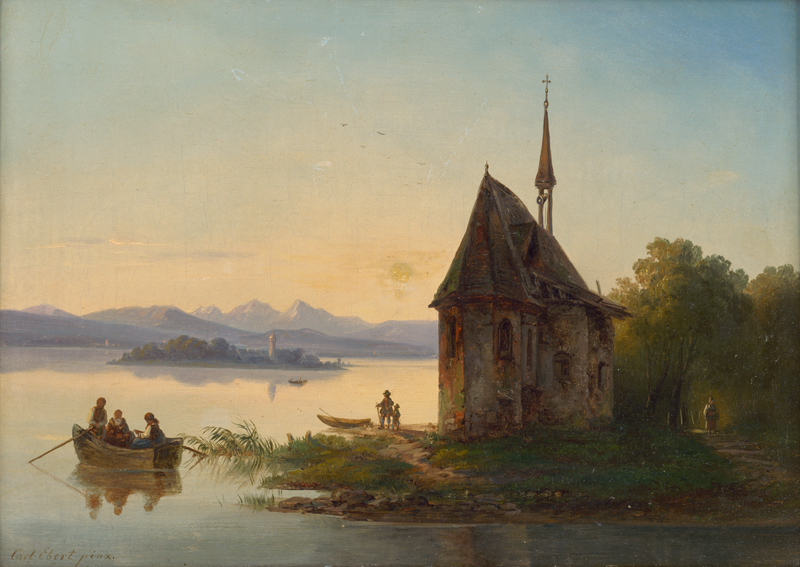 Lot 6106, Auction  128, Ebert, Carl, Abendstimmung am Chiemsee mit Blick auf die Fraueninsel