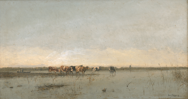 Lot 6140, Auction 128, Spányi, Béla von, Puszta Landschaft mit Kuhherde am Wasser
