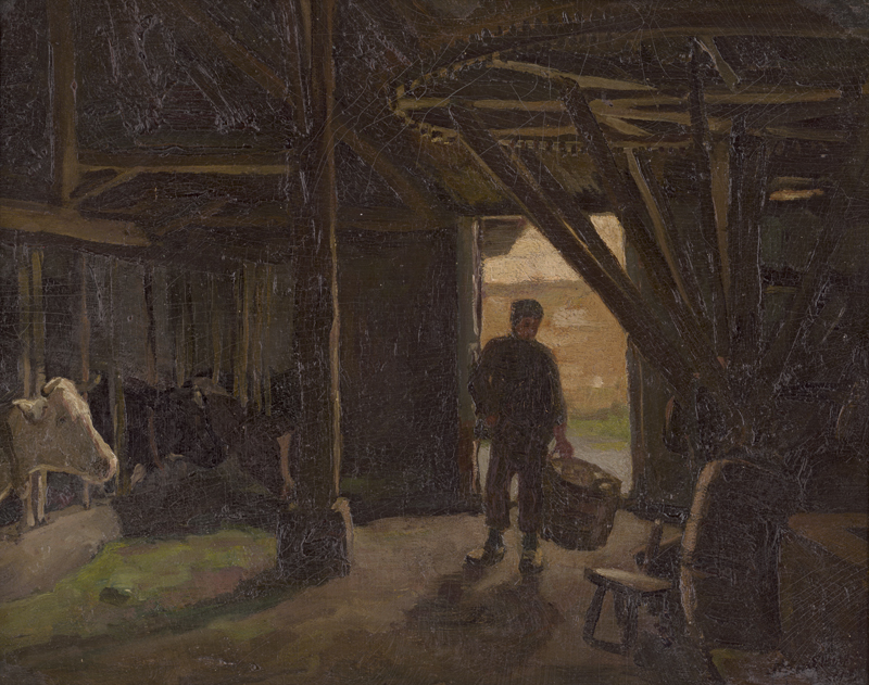 Lot 6151, Auction 128, Mauve, Anton, Bauer im Kuhstall