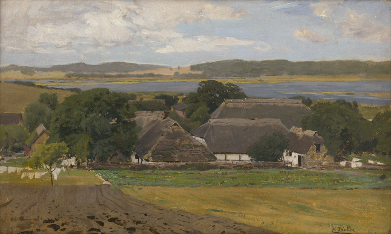 Lot 6159, Auction 128, Dücker, Eugène Gustav, Boddenlandschaft mit Fischerkaten