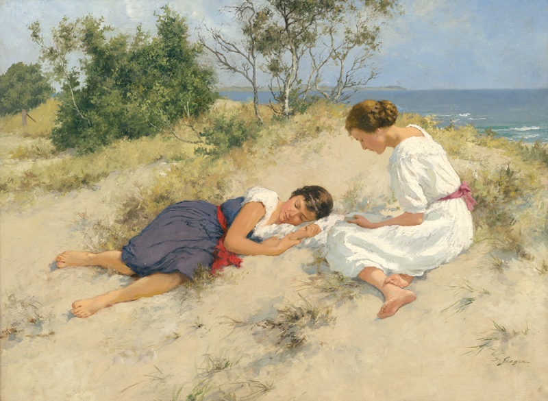 Lot 6161, Auction 128, Seeger, Hermann, Sommertag: Die Töchter des Künstlers in den Dünen