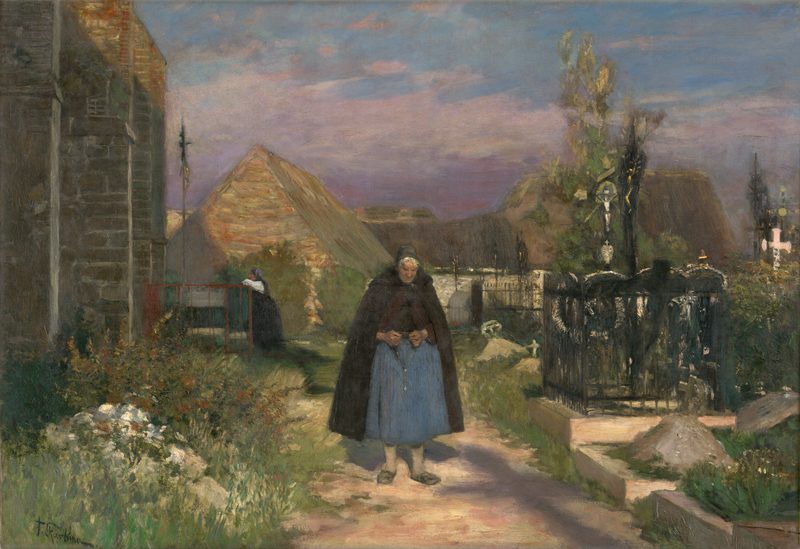 Lot 6176, Auction 128, Skarbina, Franz, "Ave Maria": Frau mit Rosenkranz auf dem Friedhof in Schenna, Südtirol