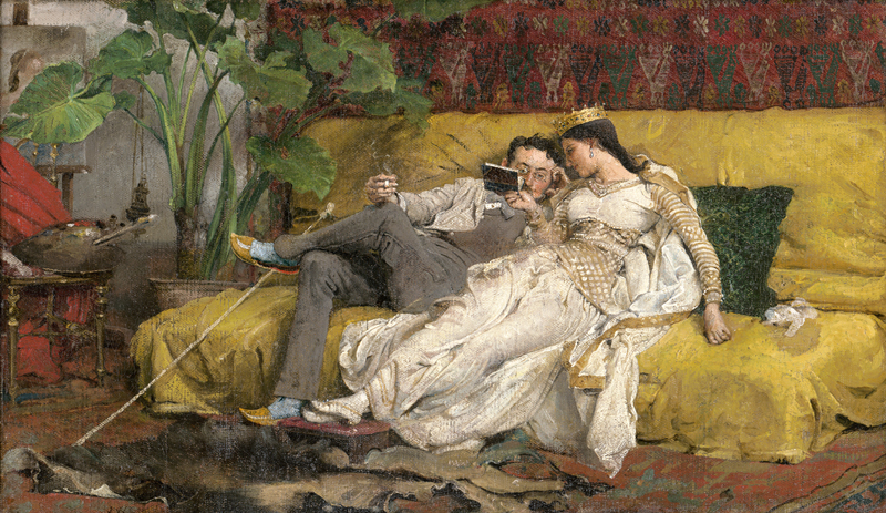 Lot 6194, Auction 128, Wencker, Joseph, Atelierszene mit gelbem Sofa