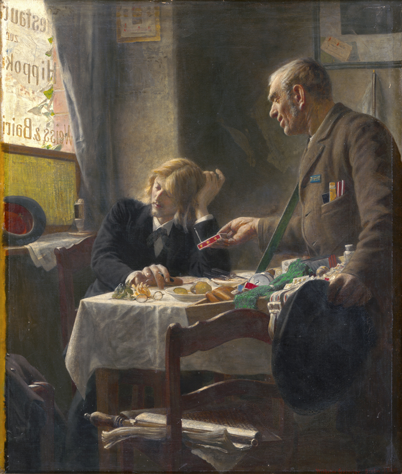 Lot 6213, Auction 128, Geissler, Wilhelm, "Streichhölzer gefällig?" - Der Bauchladenverkäufer im Wirtshaus