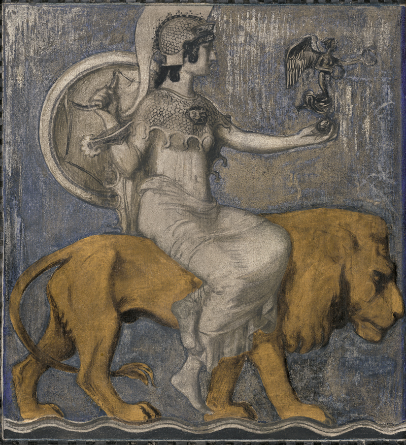 Lot 6227, Auction  128, Baierl, Theodor, Pallas Athene auf einem Löwen reitend