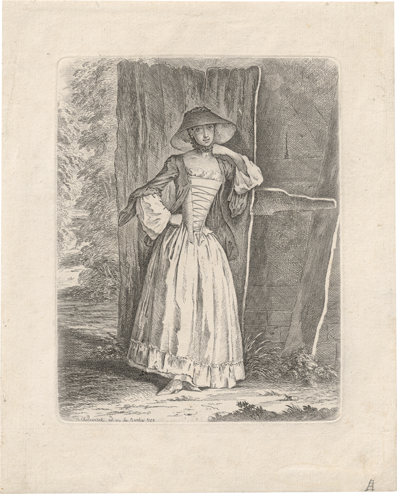 Lot 6500, Auction  128, Chodowiecki, Daniel Nikolaus, Eine stehende Dame (Demoiselle Quantin)