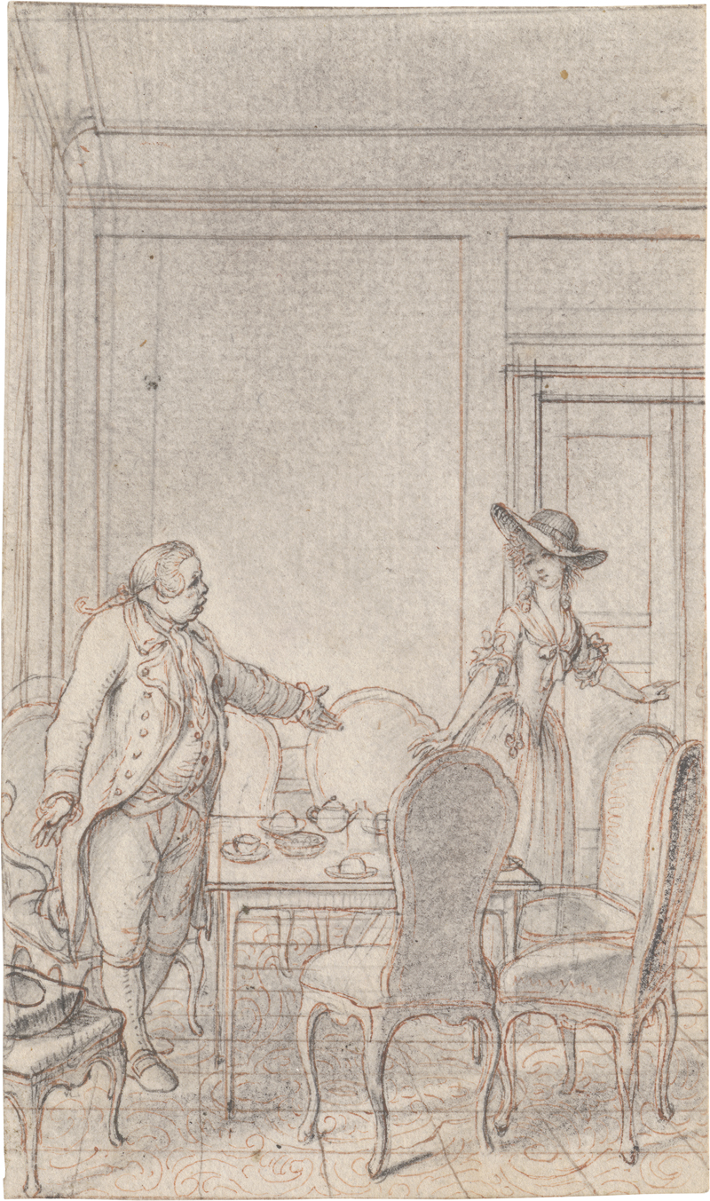 Lot 6519, Auction 128, Chodowiecki, Daniel Nikolaus, Clarisse wendet sich von dem ihr widerlichen Verehrer Solmes ab31