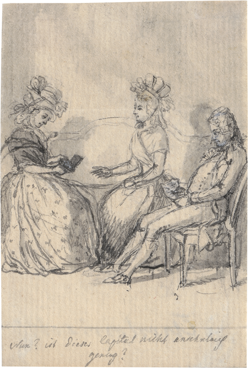 Lot 6522, Auction 128, Chodowiecki, Daniel Nikolaus, Drei Almanach-Illustrationen mit Damen und Kavalieren in Interieurs