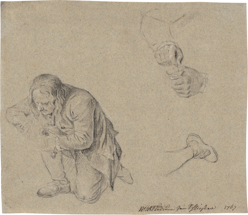 Lot 6528, Auction 128, Chodowiecki, Daniel Nikolaus, Studien zum Kerkermeister für "Der Abschied des Jean Calas von seiner Familie".