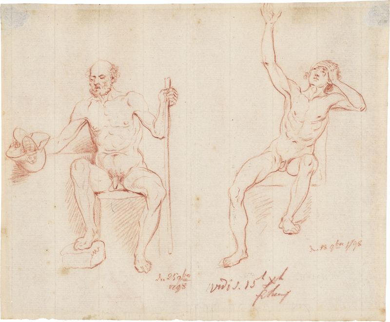 Lot 6529, Auction 128, Chodowiecki, Daniel Nikolaus, Zwei männliche sitzende Akte
