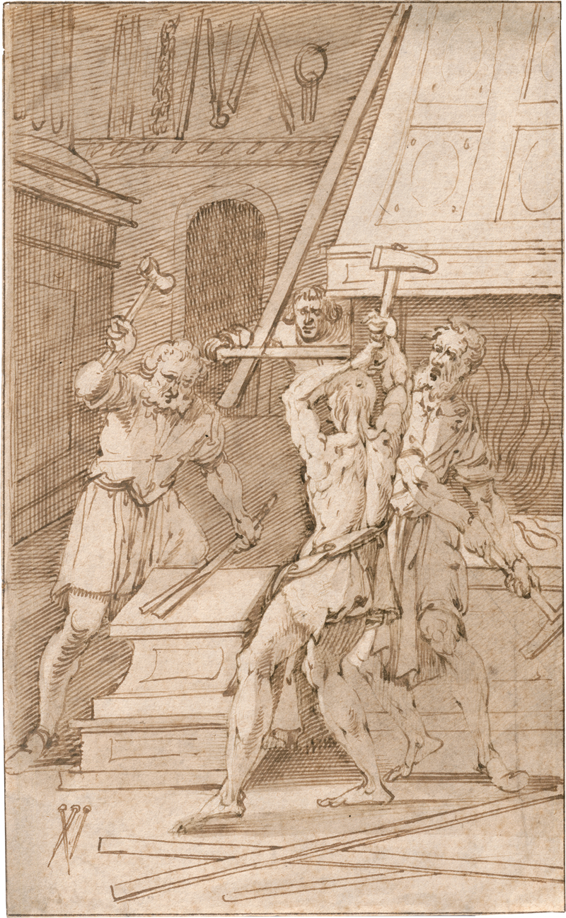 Lot 6553, Auction 128, Niederländisch, Ende 16. Jh. Inneres einer Schmiede