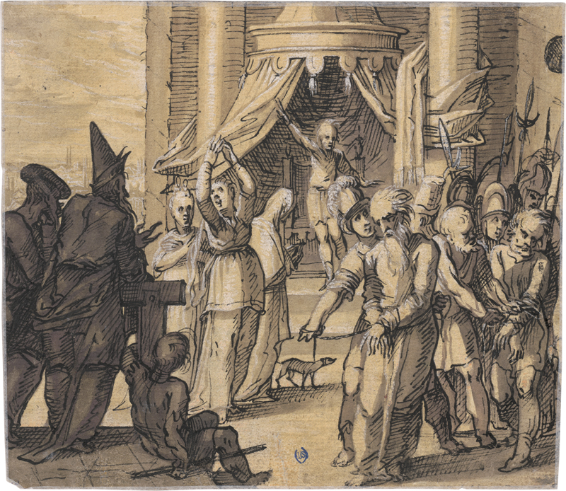 Lot 6561, Auction 128, Weyer, Hermann, Alttestamentarische Szene (Esther und die Gefangenen Bigthan und Teresh?)