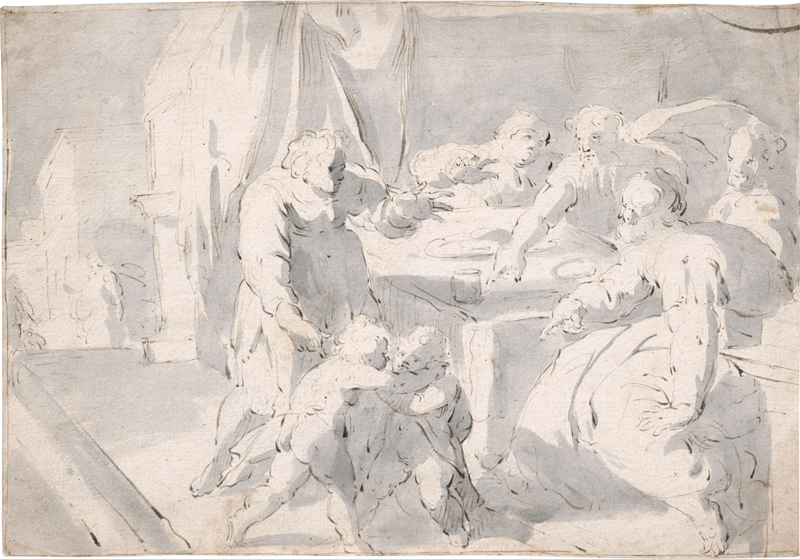 Lot 6567, Auction 128, Speckaert, Hans - Umkreis, Die Familie Abrahams bei Tisch mit den streitenden Isaak und Ismael