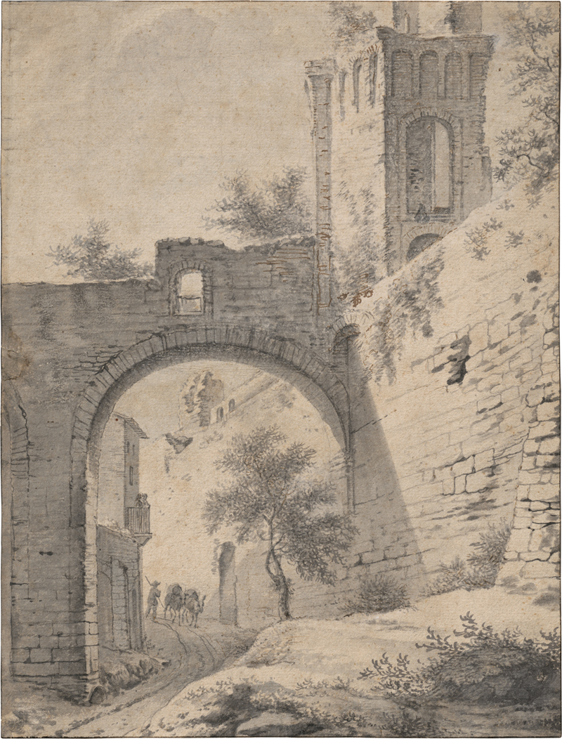 Lot 6574, Auction 128, Niederländisch, 17. Jh. Römisches Stadttor, wohl an der Aurelianischen Mauer