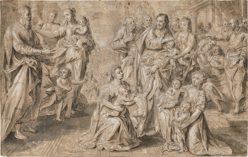 Lot 6579, Auction 128, Flämisch, Anfang 17. Jh. Christus segnet die Kinder (Lasset die Kindlein zu mir kommen)