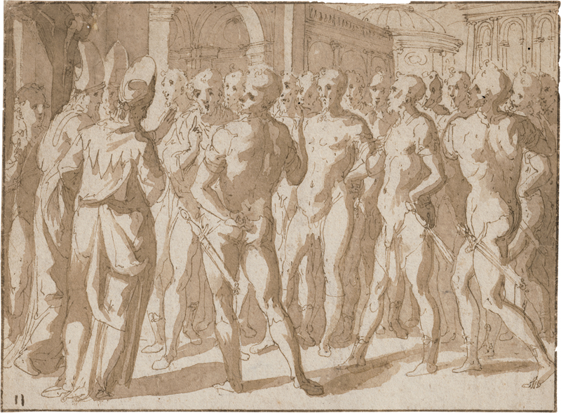 Lot 6583, Auction  128, Guerra, Giovanni, Soldaten im Gespräch mit drei Geistlichen