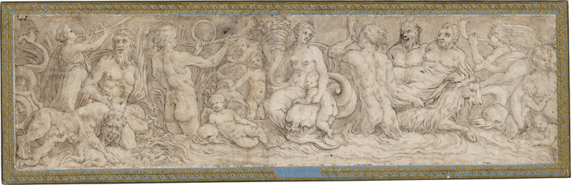Lot 6584, Auction 128, Italienisch, um 1580. Fries mit Tritonen, Flussgöttern und Nymphen