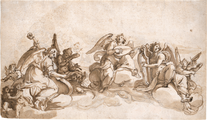 Lot 6589, Auction 128, Italienisch, um 1600. Lünettenentwurf mit Engelskonzert