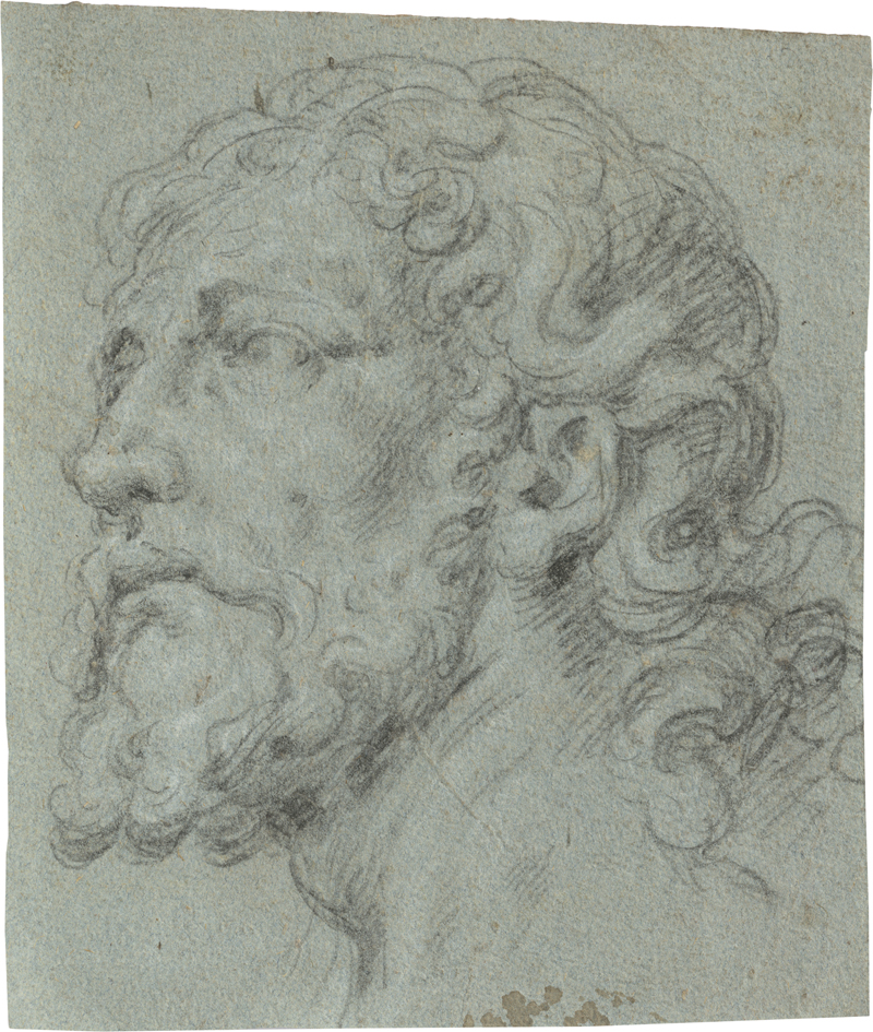 Lot 6593, Auction  128, Italienisch, um 1620. Kopfstudie eines nach links blickenden Mannes mit Bart und Locken